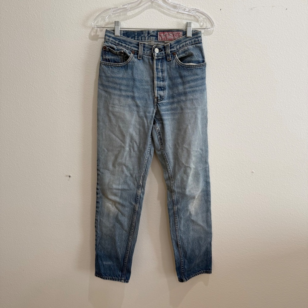 Levis 501 Vintage Made in USA Light Wash Straight Leg Button Fly Jeans 25x27